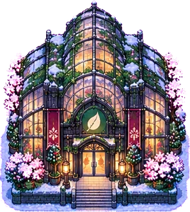 Grass gym, a greenhouse wrapped in blossoms
