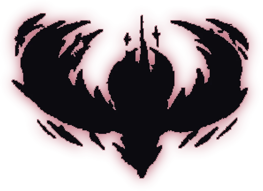 The silhouette of a vast winged dragon, outlined in a faint crimson glow