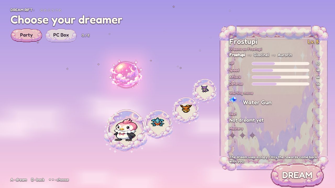 Choosing a Pokémon to dream as