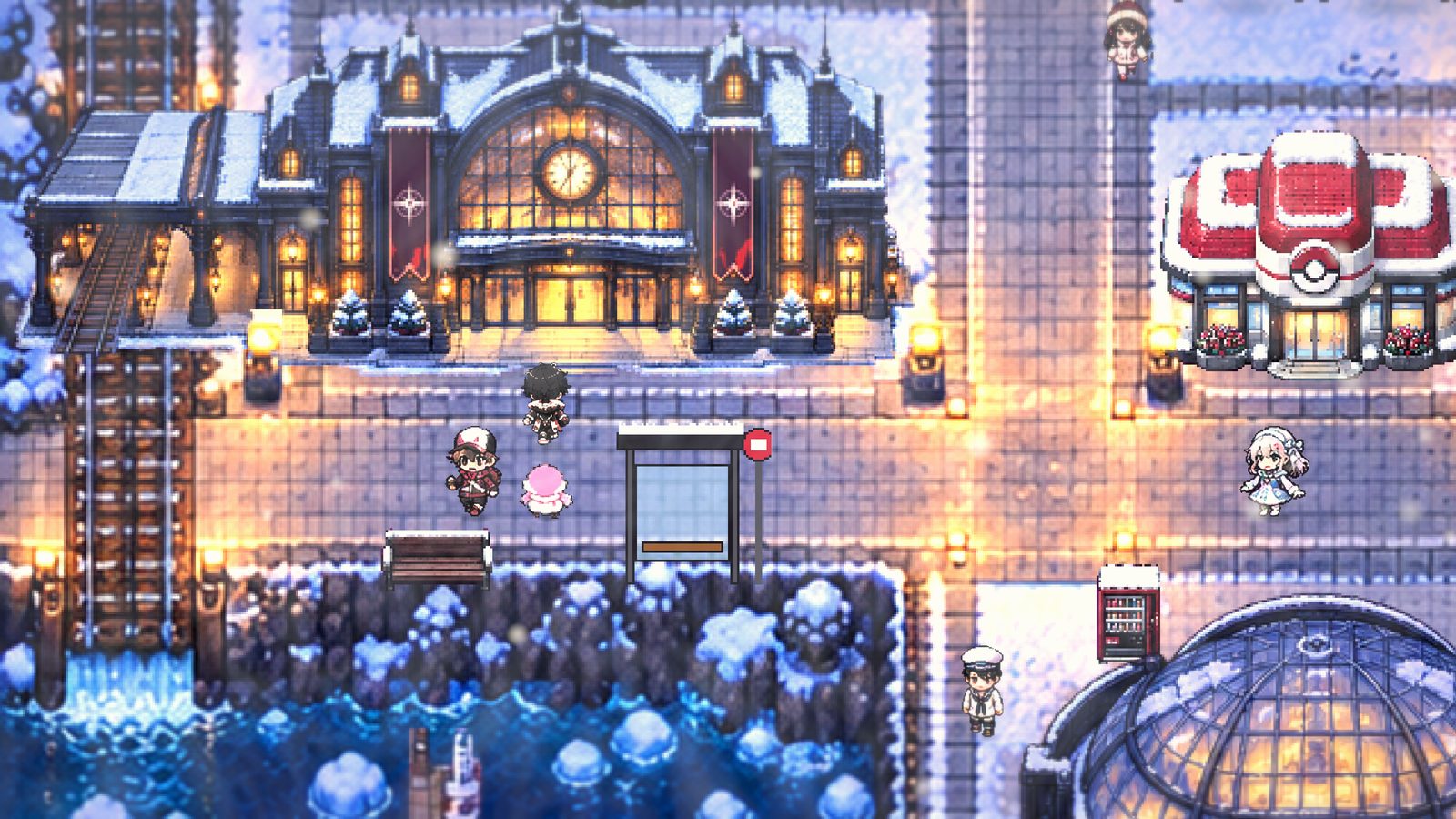 Oslo Central Station in the snow